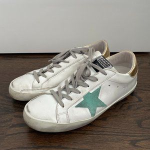Golden Goose SUPER STAR SNEAKER IN WHITE & GREEN